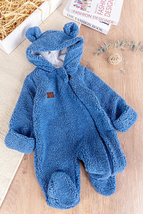 Babymod Kapüşonlu Kendinden Eldivenli Welsoft Kışlık Kız/Erkek Bebek Tulum