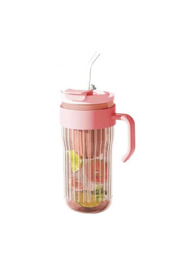 LDA-Water bottle with fruit infuser, reusable straw, lid with handle, 580 ml, various colors 1