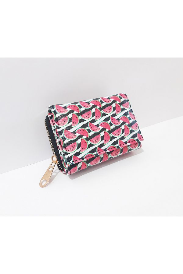 renkli çiçekler-Children's Wallet 11X8X4 cm Children's Wallet with Watermelon Pattern 1