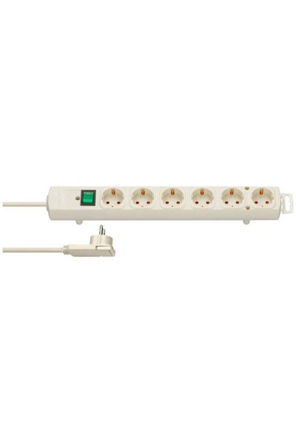 Brennenstuhl-Prelungitor Comfort-Line Plus, ștecher plat, întrerupător iluminat, 6 prize, IP20, H05VV 1