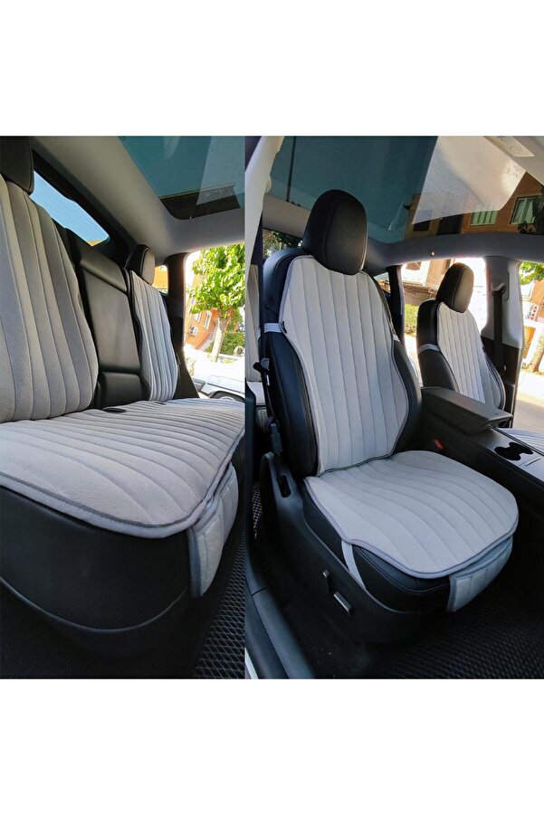 Bod Tesla Model Y Juniper Tay Tüyü Cepli Koltuk Koruyucu Kılıf İyon Serisi Gri 2025-Sonrası