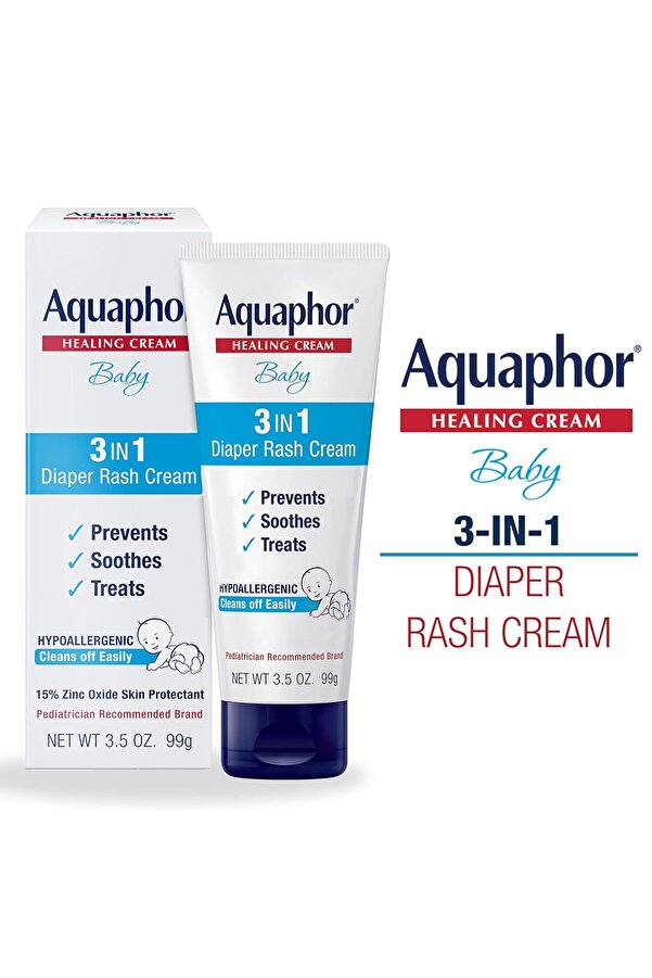 Aquaphor Baby Diaper Rash Cream 3in1 Diaper Rash Relief Bebek 3'ü 1 Arada Pişik Giderici Krem 3.5 oz 99gr USA