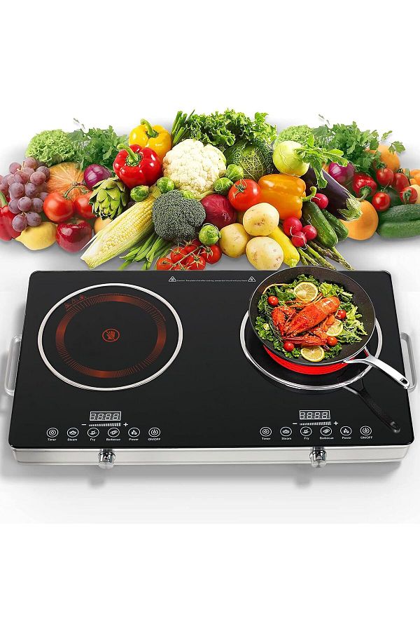 Olympia-Dual Burner, Infrared Cooker, 7000W Electric Cooktop, Sensor Touch & Knob Control, 4 Hours Timer, Te 1