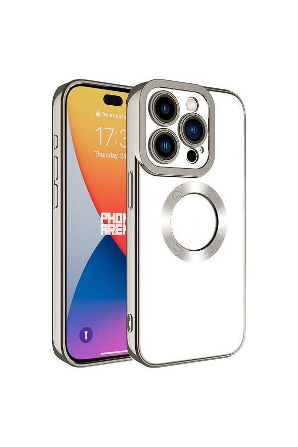 Cep Plus-Cppl Omega Case for iPhone 15 Pro Max Compatible Camera Protection Showing Logo-Titanium 1