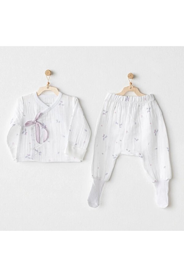 Andy Wawa Ac25584 Magical Butterfly Müslin 2'li Zıbın Takım White
