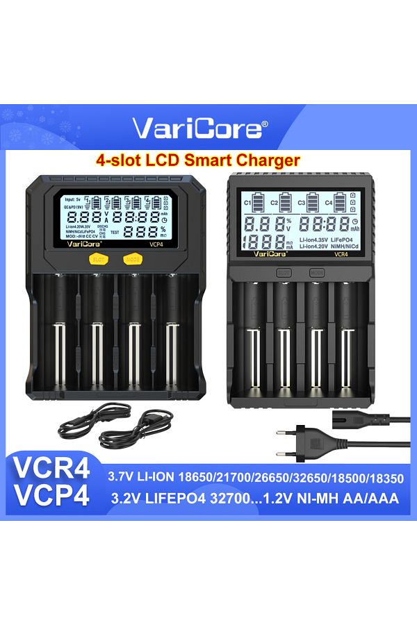 liitokala-1 Varicore Vcp4 Vcr4 Lcd Smart Charger 18650/21700/26650 Li-ion 3.7v Lifepo4 3.2v Nimh/cd 1.2v Aa A. 1