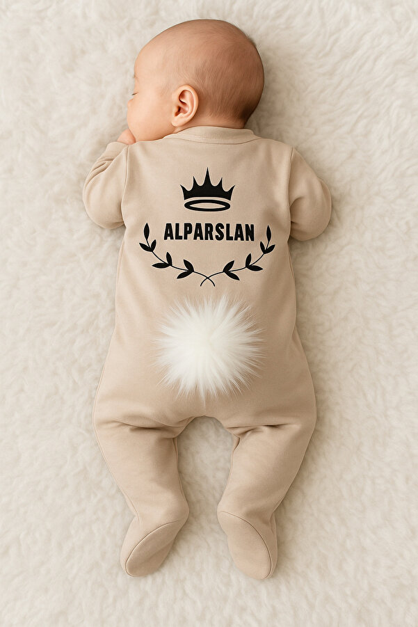 BY TUNA DESİGN Alparslan Isimli Tavsanlı Tulum Camel Renk Isme Özel Tasarım , Hastane Çıkışı Seti