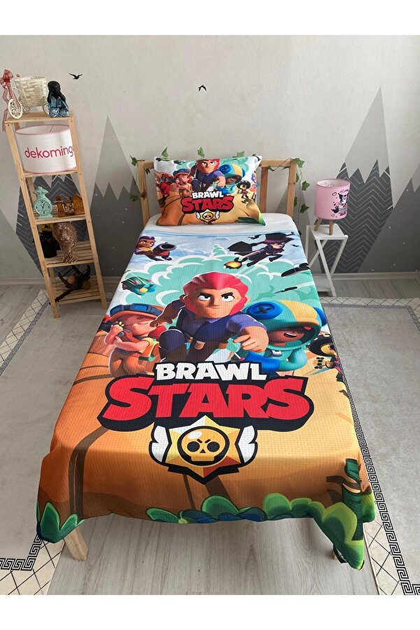 dekomingo BRAWL STARS DESENLİ BEBEK VE ÇOCUK ODASI PİKE TAKIMI