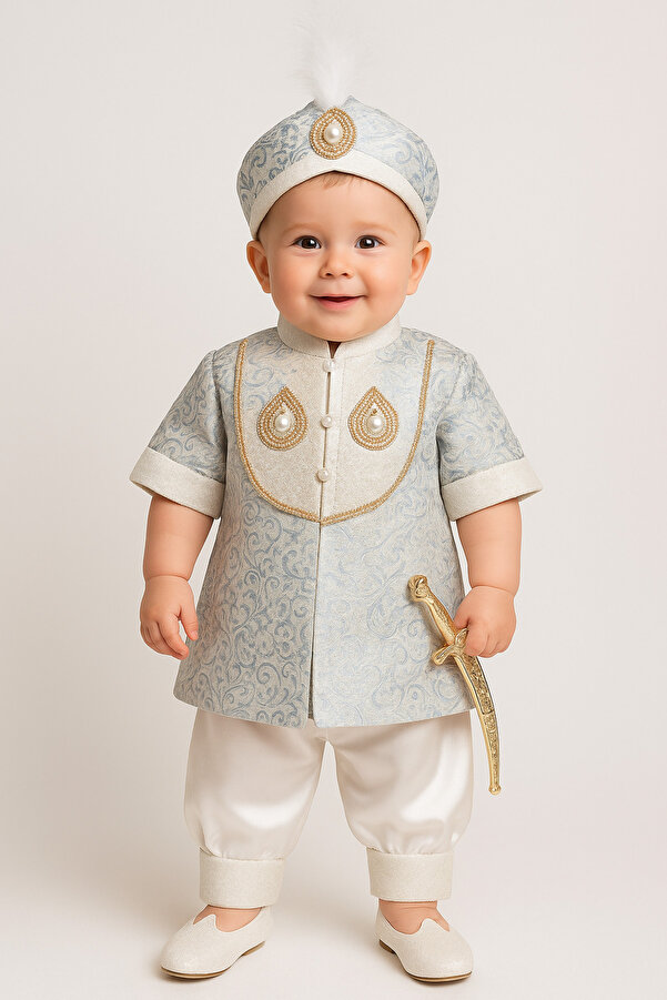 UmBaby Yenidoğan (0-6) & 1 Yaş Erkek Bebek Mevlütlük Şehzade Sünnetlik Kıyafeti Erkek Çocuk (HANÇER DETAY)