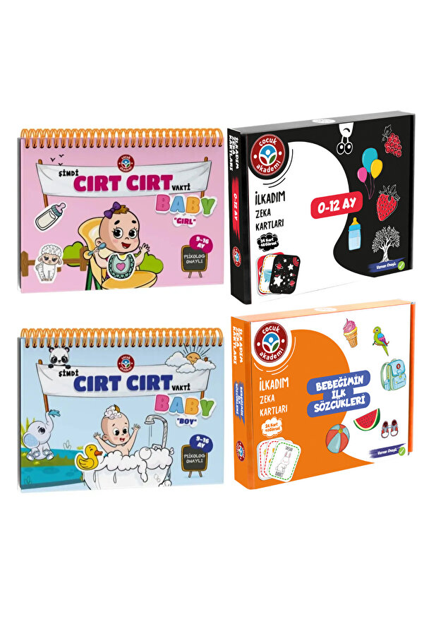 Çocuk Akademi Şimdi Cırt Cırt Vakti 9-16 Ay Baby Girl Boy - Bebeğimin Ilk Sözcükleri ve 0-12 Ay Zeka Kartları