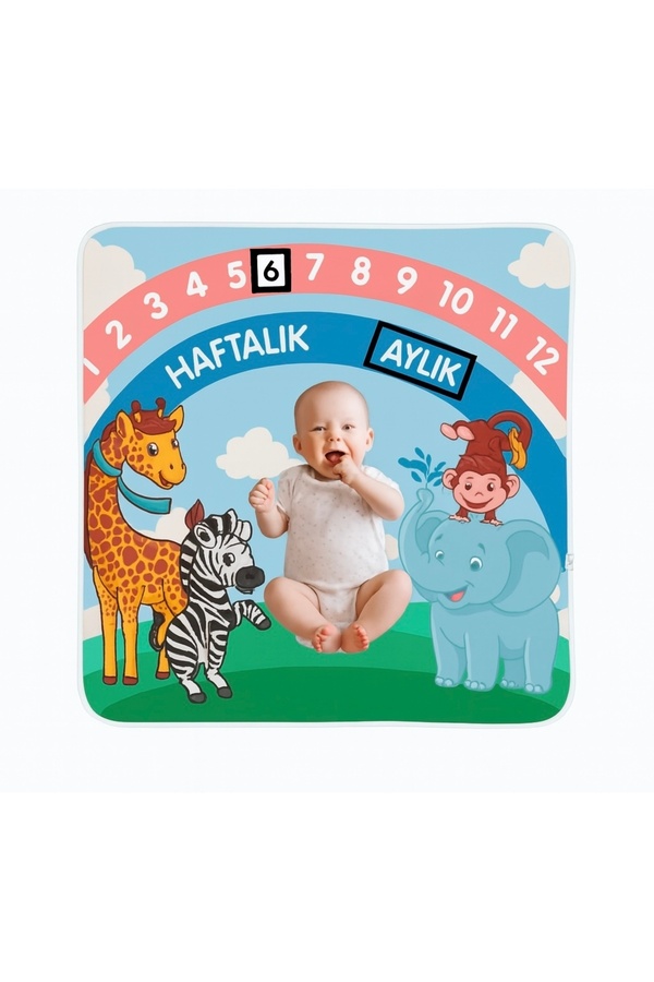 ela777 Bebek Konsept Fotoğraf Çekim Battaniyesi - Çerçeve Yeşil 80x80