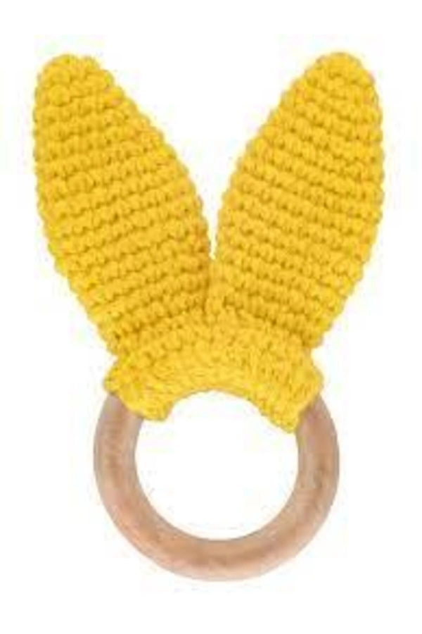 Babyjem Ahşap Halka Diş Kaşıyıcı Sarı