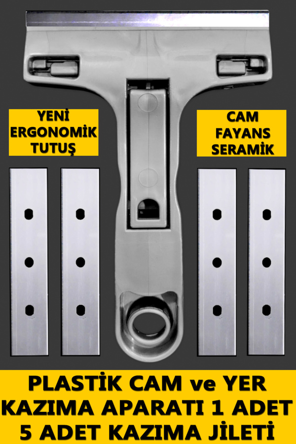 Mikasso Plastik Cam Kazıma Aparatı - Cam Kazıma Jileti - Yer Kazıma Jileti - 5 Adet