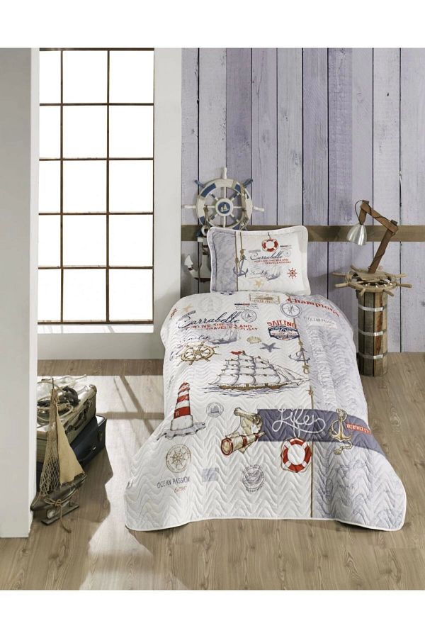 Clasy-Blue Ranforce Bedspread Set Single Sailife 1