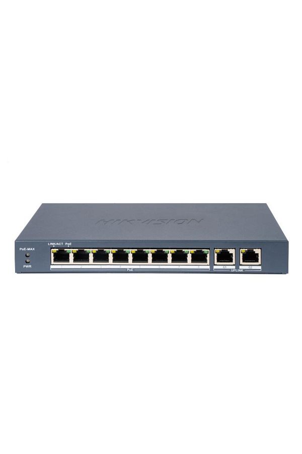 Hikvision-Switch PoE DS-3E0310P-E/M(B): 8 × 10/100 Mbps PoE port, and 2 × Gigabit RJ45 port, Po 1