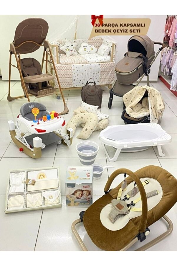 modabebekler Lüks 36 Parça Bebek Seti | Beşik, Bebek Arabasi Anne Yani Beşik Küvet Seti Yürüteç Vedahafazlasi