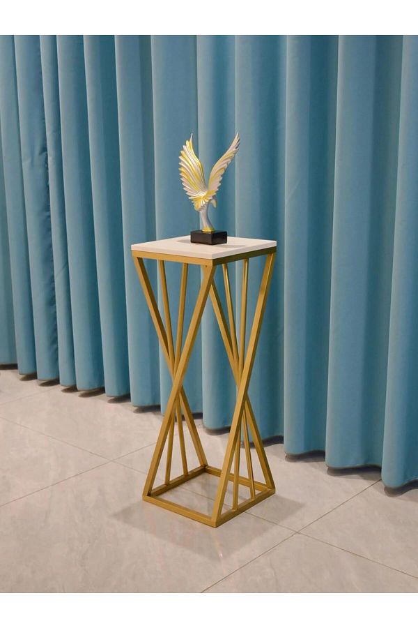 Türkiye-VITAL Square Side Tables, Simple Marble Top Sofa End Tables with Metal Wire Frame and Plastic Footpa 1