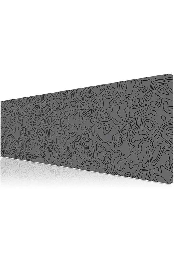 Mu Art Ahşap-Klasse Pro - 10 Different Model Stitched Edges 90X40 cm Player Gaming Mouse Pad (Dark Gray Map Lines 1