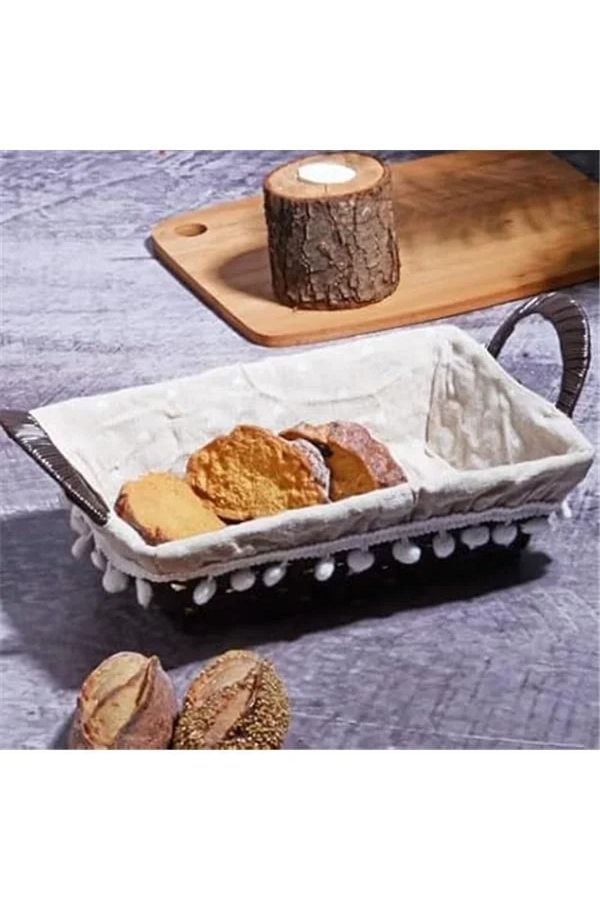 STOREMAX-Wicker Series Rectangular Wicker Bread Basket with Cloth 1