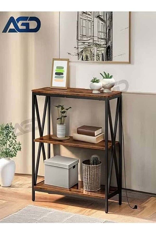 AGD-Console table with power outlet sofa table with storage shelf for entryway and living room 3 Layers 1