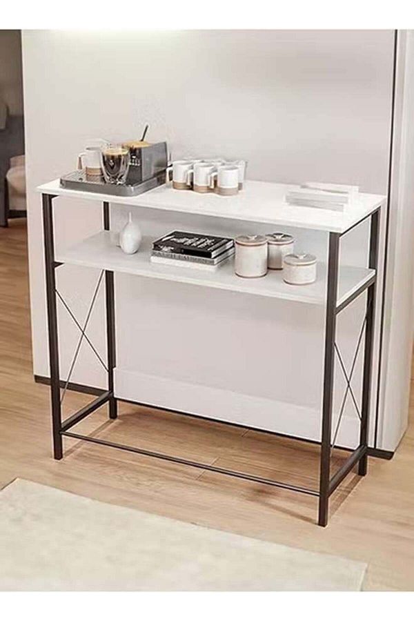 AGD-Coffee Corner Table, Entryway Console Table, To Arrange And Organize Your Needs - White / Black 1