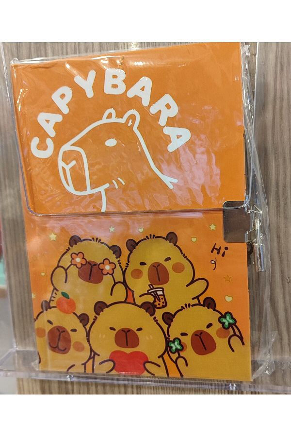 ada çanta kırtasiye-Hardcover Hard Cover Locked Agenda Diary Multi-Purpose A5 Size Lined Notebook with Capybara Figure Ad7 1