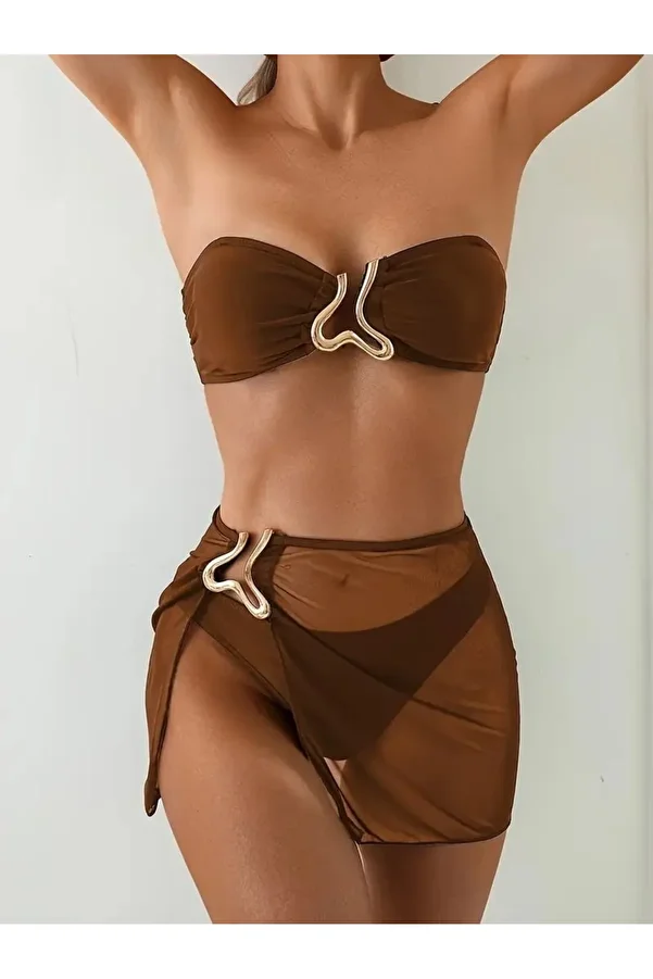 TRAJE DEN-3 Piece Bikini Set Mesh Overlay 1