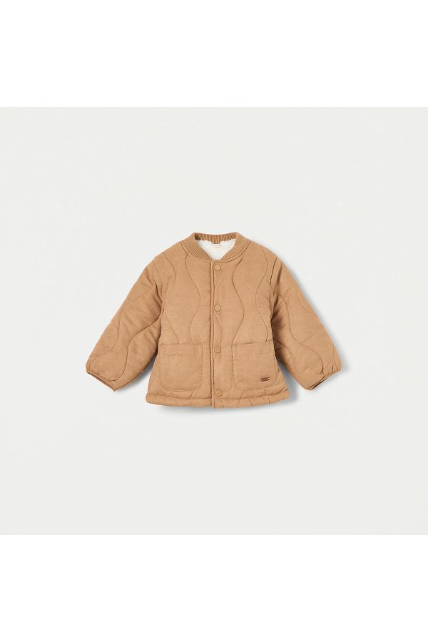 giggles-Quilted Jacket with Snap Button Closure and Long Sleeves 1