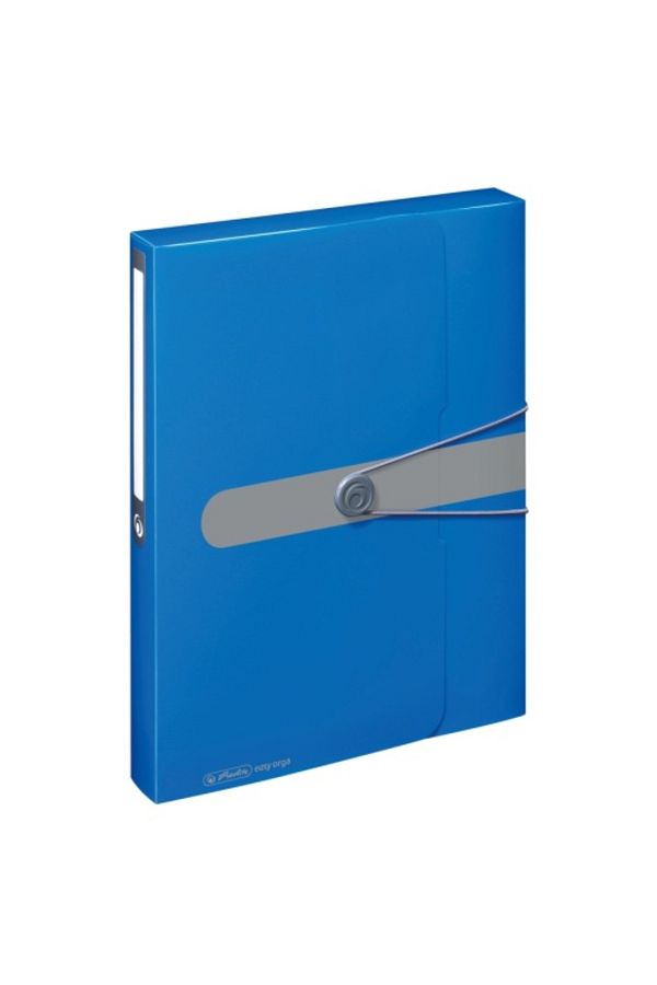 Herlitz-Dosar cu elastic, format A4, cotor 40 mm, material PP, culoare albastru opac, buton de închidere 1