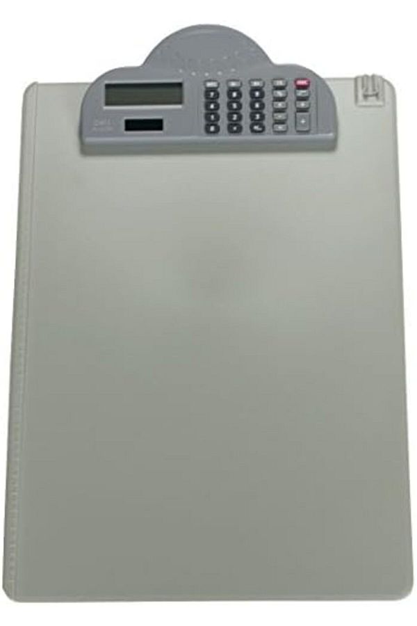 Deli-Plastic File Draft Cardboard Clip With 8 Digits Dual Power Calculator - Gray 1