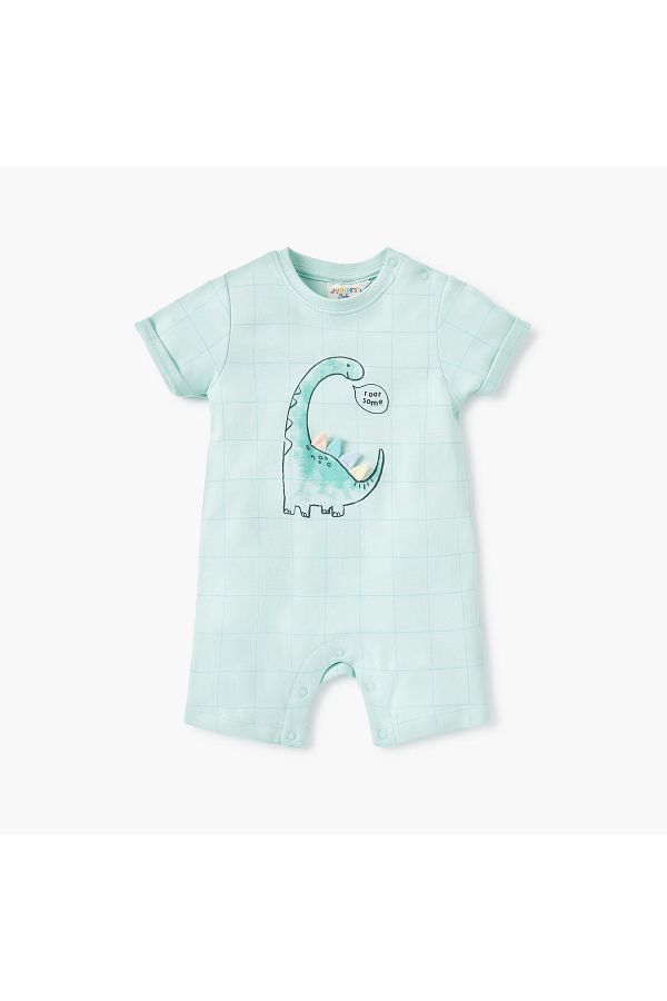 Juniors-Dinosaur Print Romper with Button Closure 1