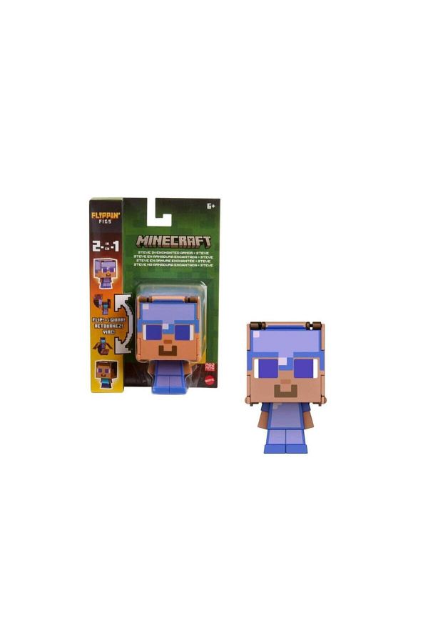 mattel-Minecraft Flippin' Figs Steve & Steve in Enchanted Armor Action Figure JCN19 1