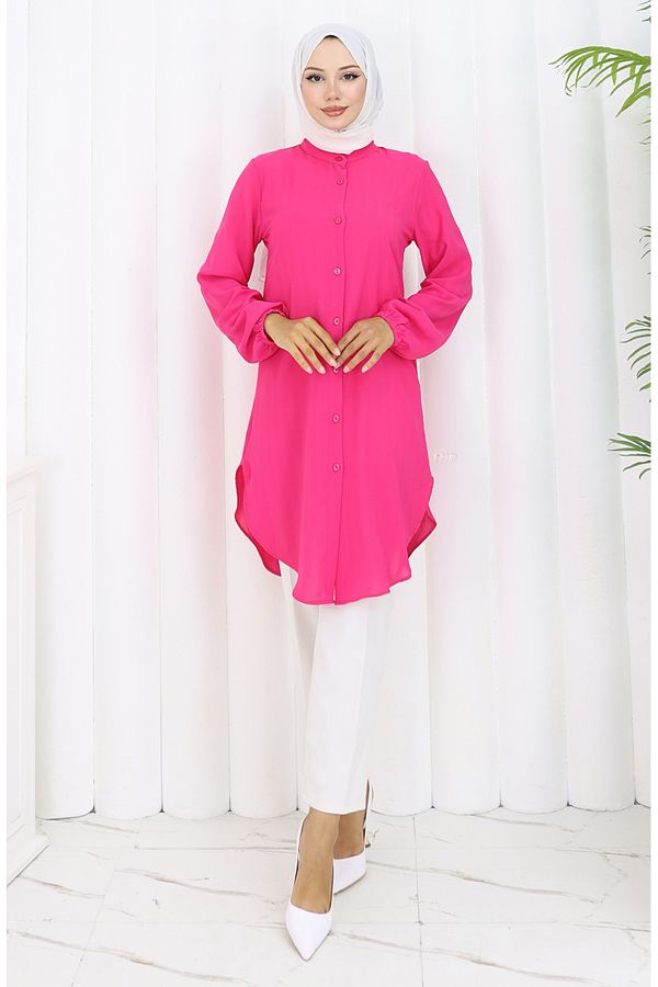 sefamerve-Buttoned tunic from the waist 3118-03 fuchsia 1