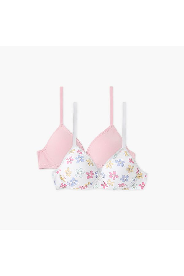 Juniors-Assorted Bra with Hook and Eye Closure - Set of 2 1