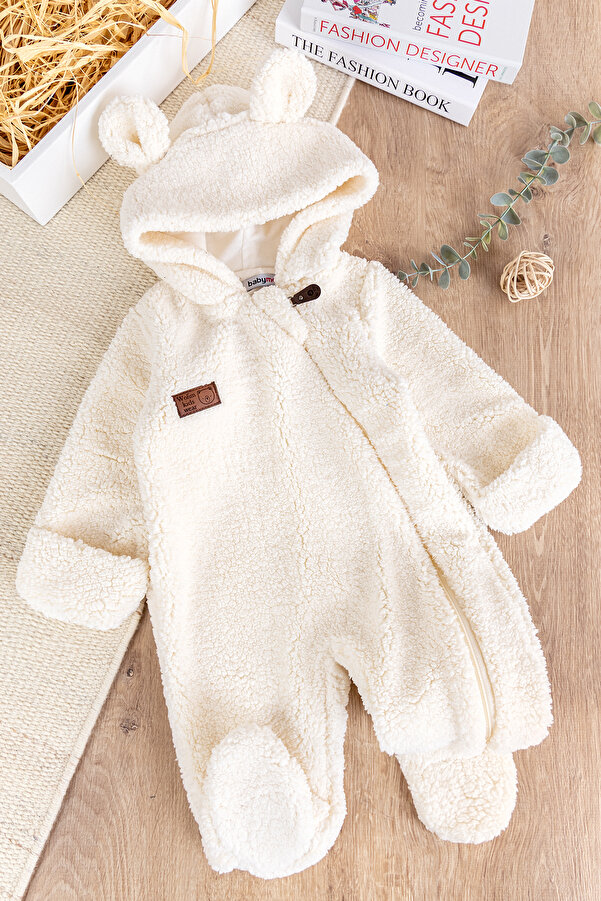 Babymod Kapüşonlu Kendinden Eldivenli Welsoft Kışlık Kız/Erkek Bebek Tulum