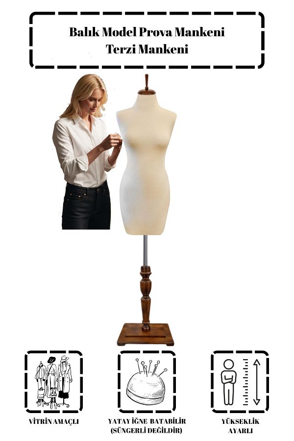 Manken İstanbul-Fish Model Tailor Mannequin Proofing Mannequin (Horizontal Needle Can Be Submerged Only) Kym 1