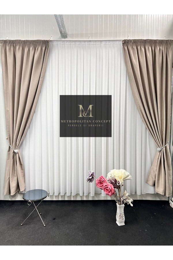 Metropolitan Concept-Set of 2 blackout curtains in linen texture, worked on 10 cm wide rejansa 1