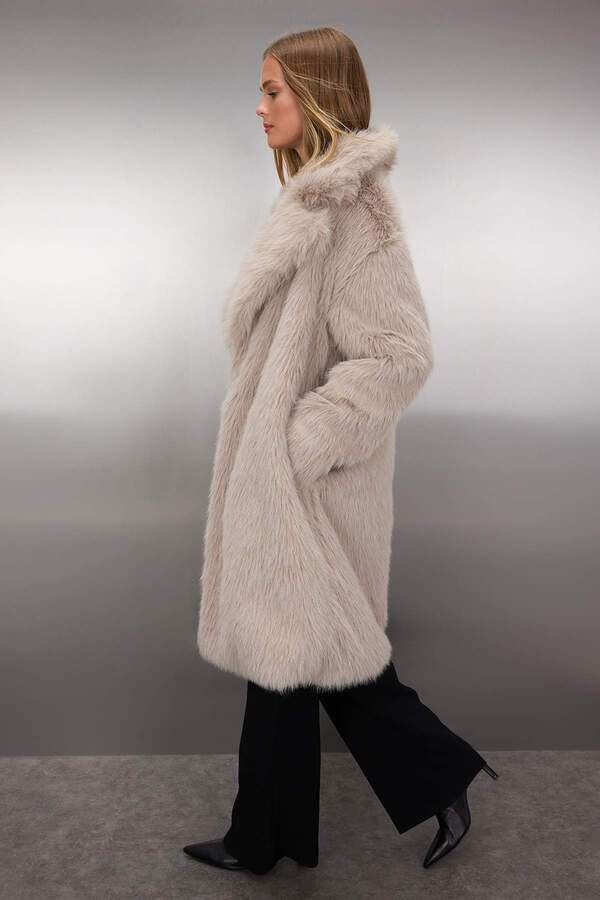 Pelzmantel Grauer Mantel Mit Pelzkragen Luxus Daunenmantel Mit