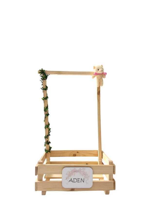AYIŞIĞI DESİNG Ahşap Kasa, Ahşap Bebek Kırk Sepeti, Basit süslü