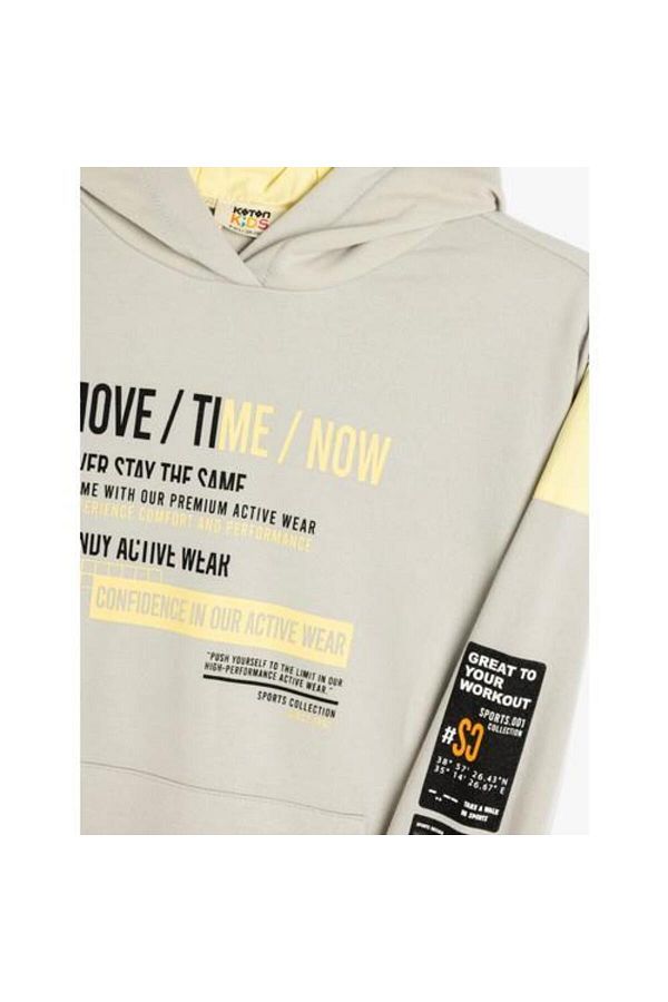 Koton-Long Sleeve Hooded Sweatshirt - Slogan Printed 1