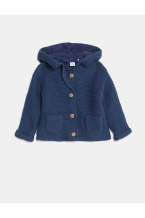 Marks & Spencer Saf Pamuk Kapşonlu Hırka (0-3 Yaş)