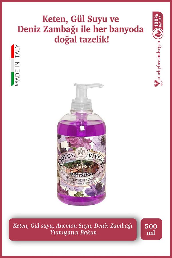 Nesti Dante-Dolce Vivere Portofino Liquid Soap 500ml |   Firming and Moisturizing |   Lily and Rose Water Extract 1