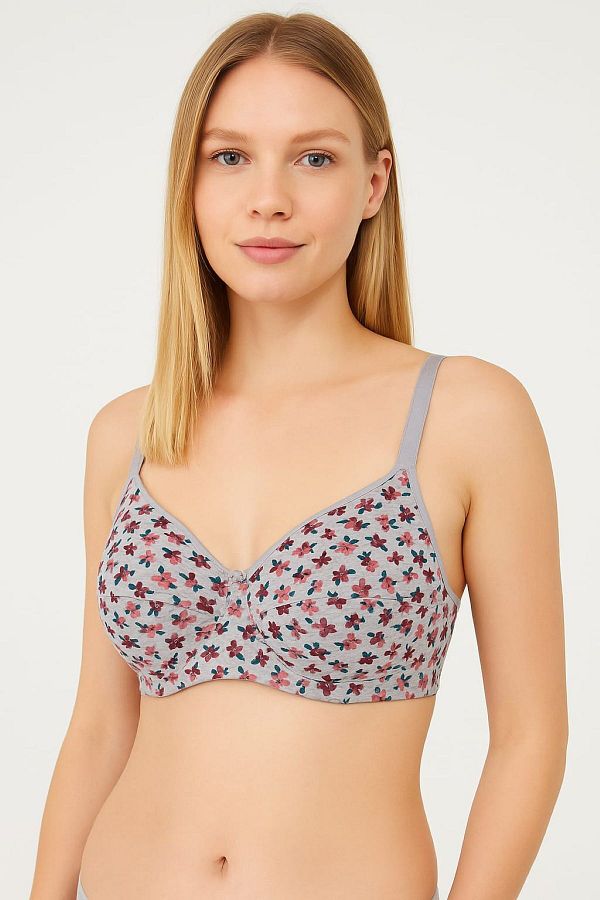 enmodaiçgiyim-Patterned Soft Thin Sponge Bra – No Underwire & No Support – Comfortable Fit Cotton – Mixed Pattern 1