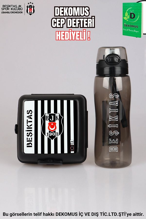 Beşiktaş-"Dekomus Pocket Notebook Gifted" New Season Licensed Nutrition Container and 700 ml Tritan Flask 1