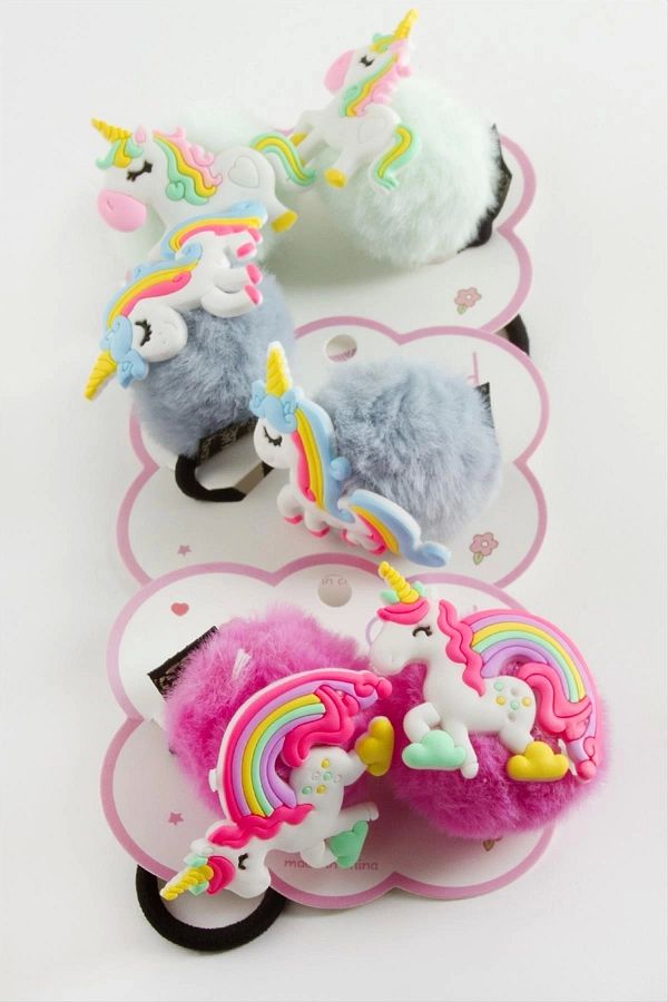E&E Home-Catarama elastica cu pompon unicorn 2 buc 1