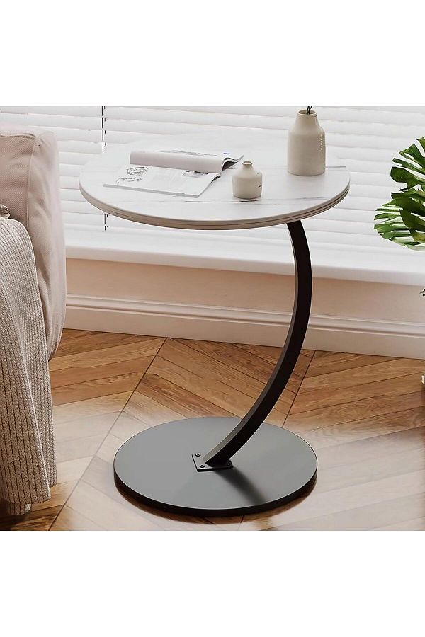 Türkiye-Side Table, C-shaped Coffee Table, Sofa End Table, Space-Saving Nightstand Bedside Table for 1