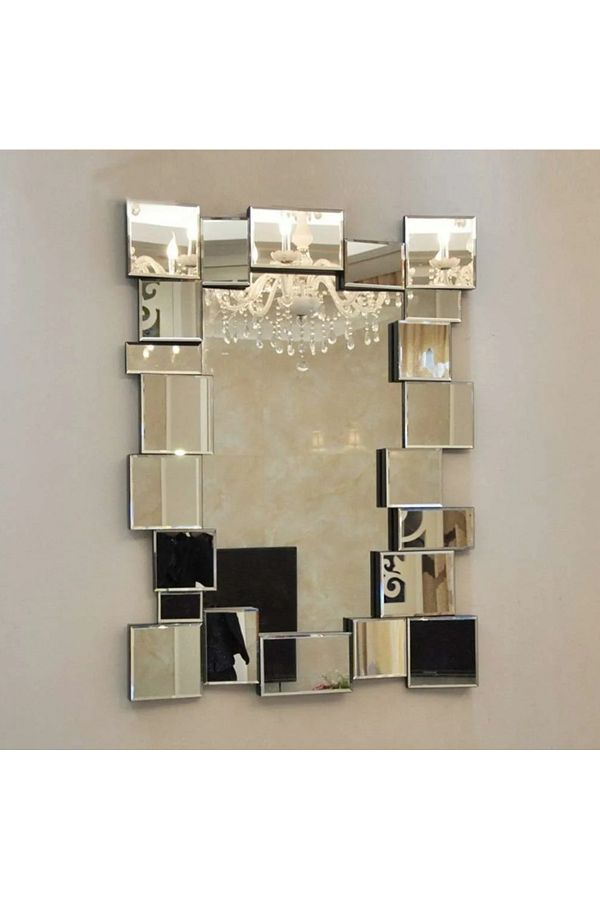 LUXXO-Decorative Mirror Kave, Rectangular, Frame Made of Mirror Facets, 100x75cm 1
