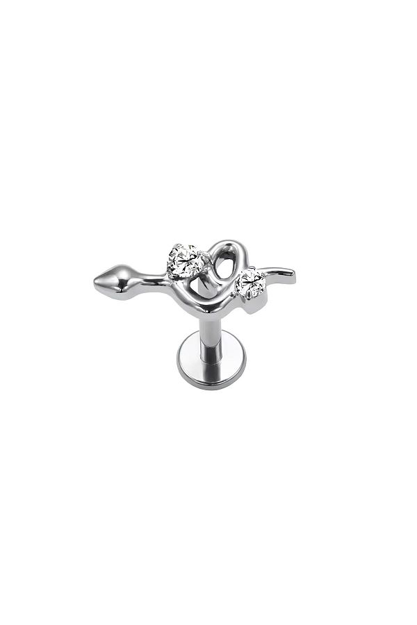 Janset-F136 Titanium Zircon Stone Snake Model Tragus Piercing - Helix, Lobe 1