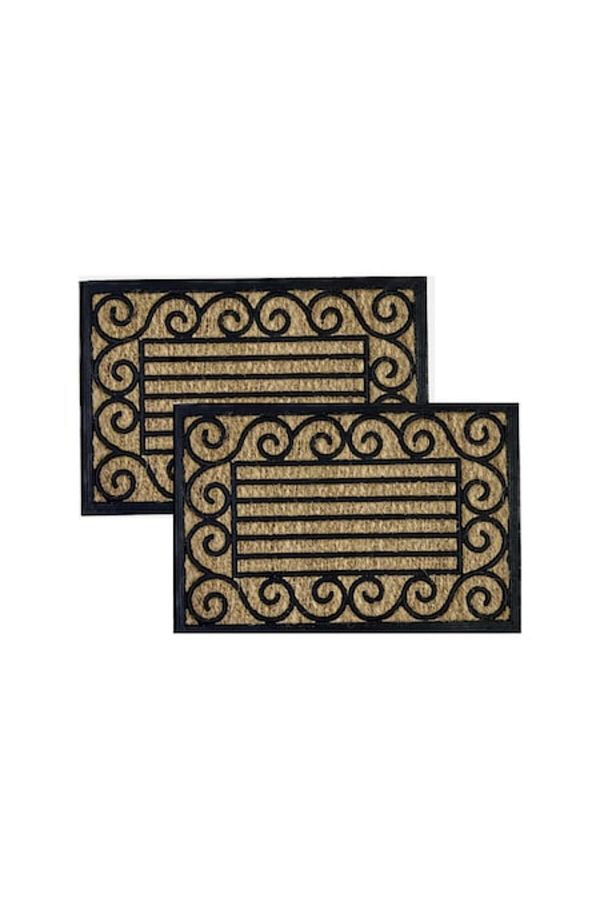 OPTIM DEKO-Pachet 2 x Covoraș intrare ușă, fibră cocos și cauciuc - 60x40 cm 1