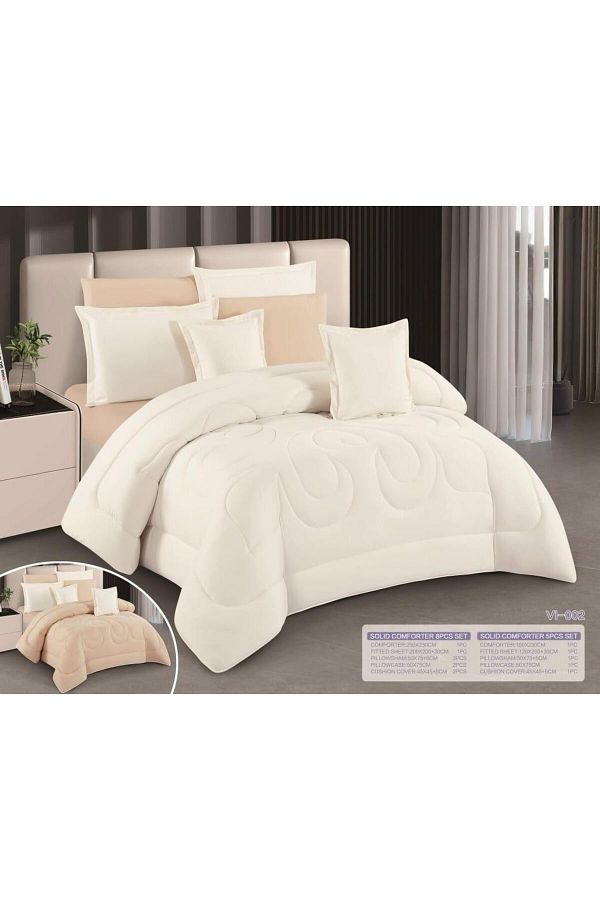 Moon-King size, comfortable and soft, 6-piece double bed sheet set, two sides, checkered and plain, size 240x220 cm 1